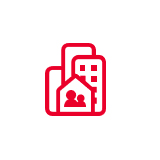 Community icon of buildings and people